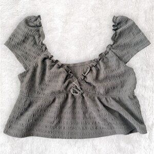 SHEIN Ruched Crop Top | Sage Green | Size S